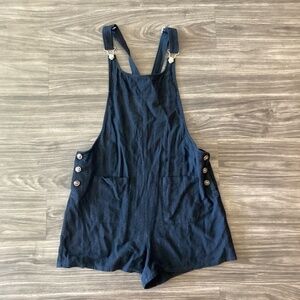 William B Black Cotton Overall Shorts Medium